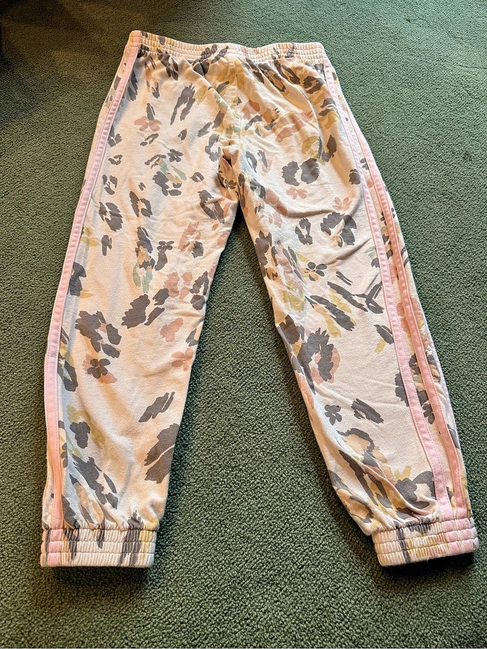 Adidas Floral Jogger Pants Size 6 Pink & Cream